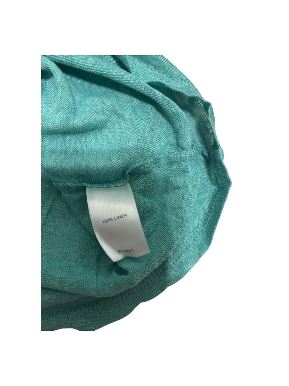 J. Jill Teal Puff Sleeve Crewneck Top 100% Linen - Picture 3 of 5